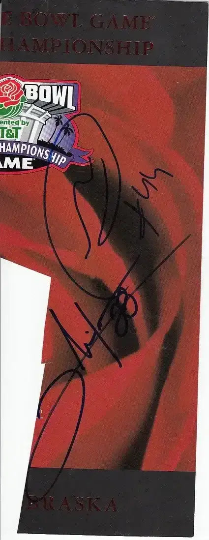 Clinton Portis Najeh Davenport signed 2001 National Championship cut program cover Miami Hurricanes - AutographsForSale.com