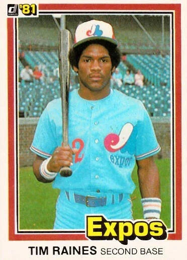 Tim Raines Montreal Expos 1981 Donruss Rookie Card #538 ExMt - AutographsForSale.com