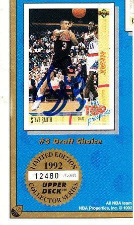 Steve Smith signed Miami Heat 1992 Upper Deck NBA Draft card sheet cut signature - AutographsForSale.com
