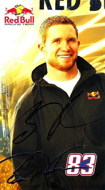 Brian Vickers autographed Red Bull Racing NASCAR photo card - AutographsForSale.com