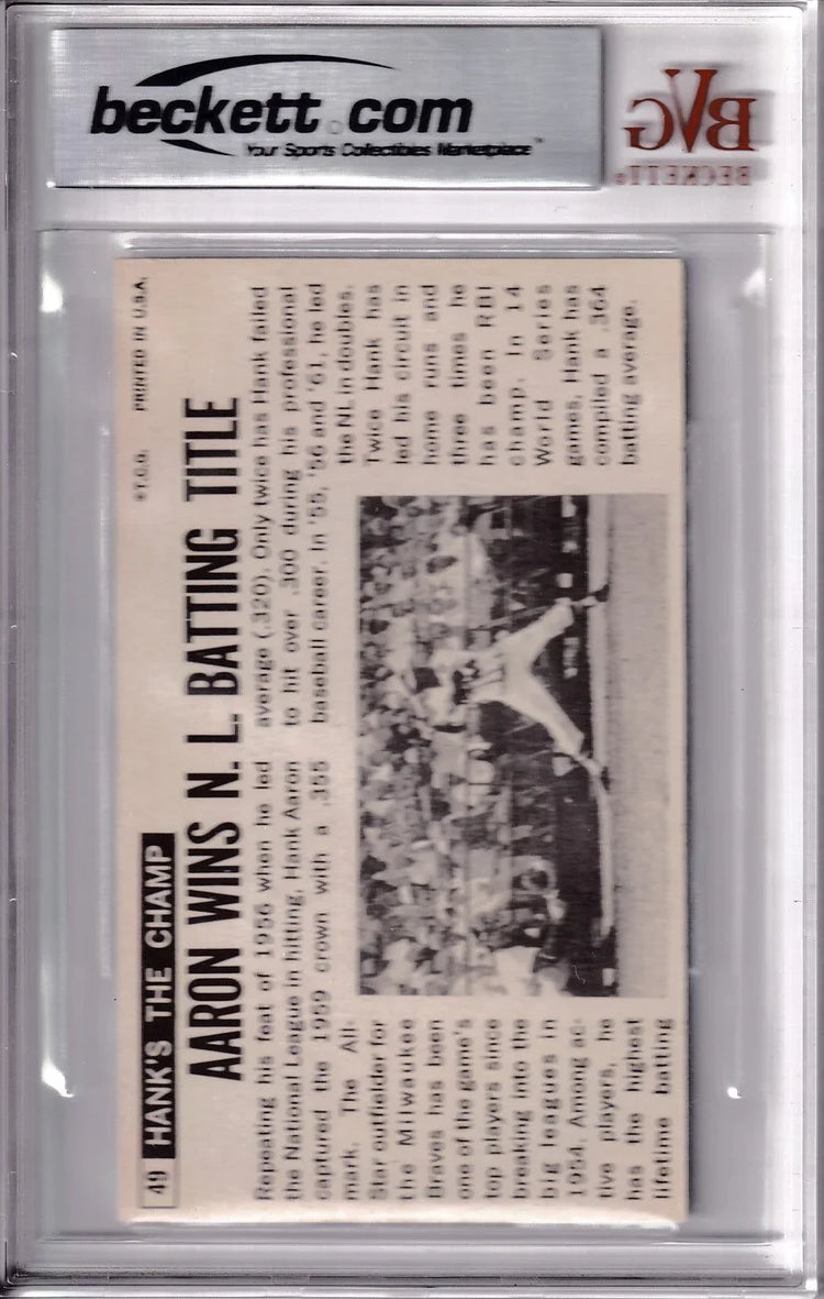Hank Aaron Braves 1964 Topps Giants card BGS BVG grade 8 NmMt - AutographsForSale.com