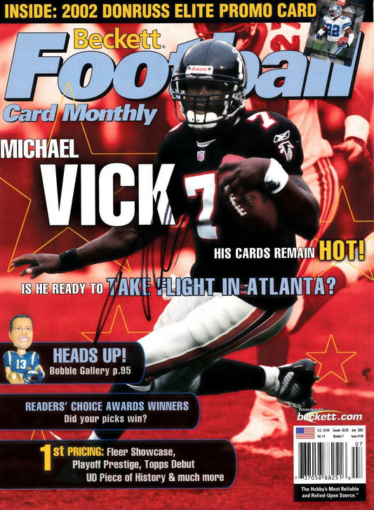 Michael Vick signed Atlanta Falcons 2002 Beckett Football cover - AutographsForSale.com