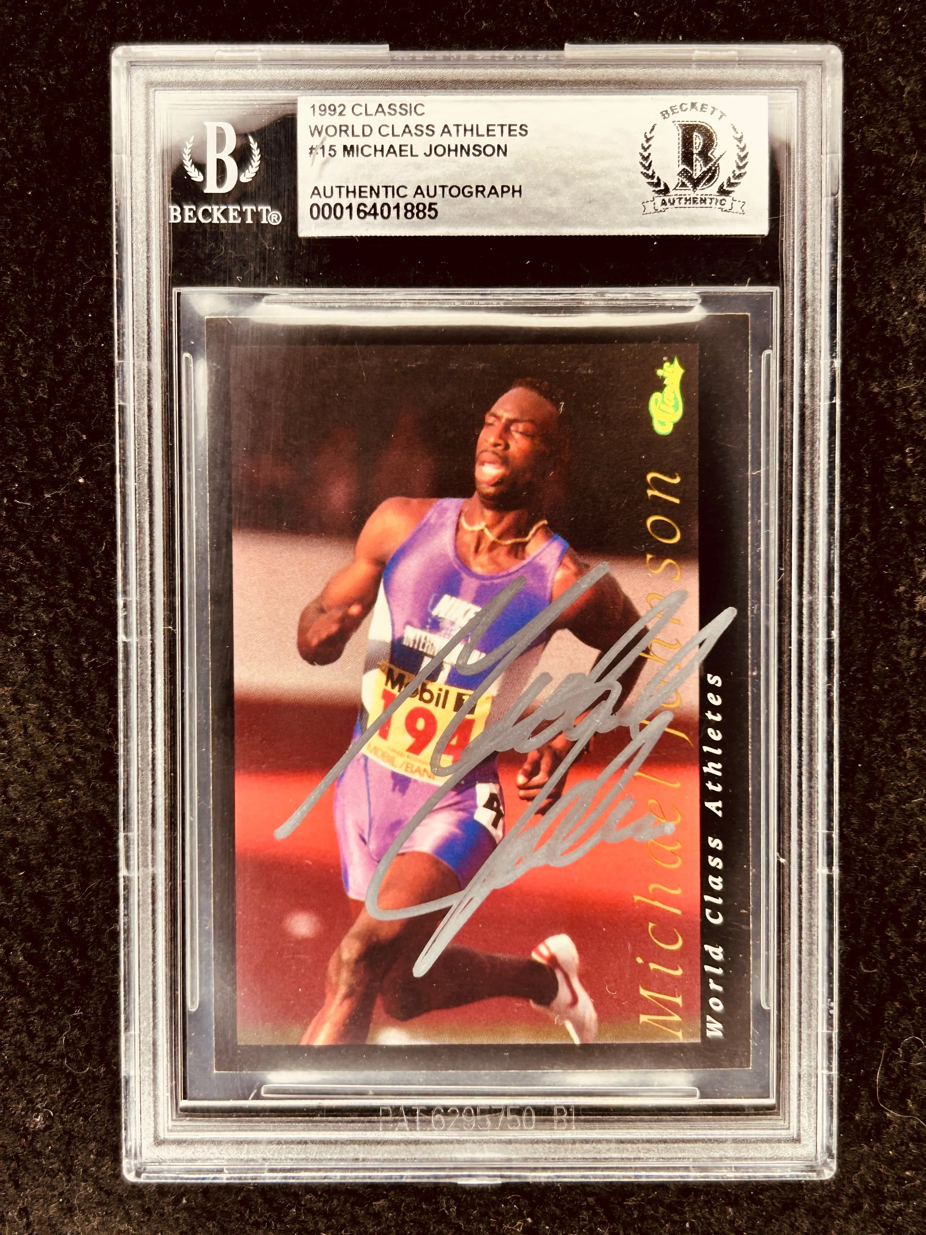Michael Johnson autographed 1992 Classic World Class Athletes card BAS - AutographsForSale.com