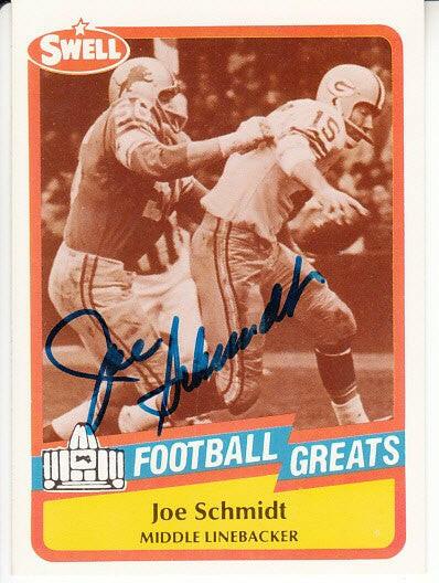 Joe Schmidt signed 1989 Swell Football Hall of Fame card - AutographsForSale.com