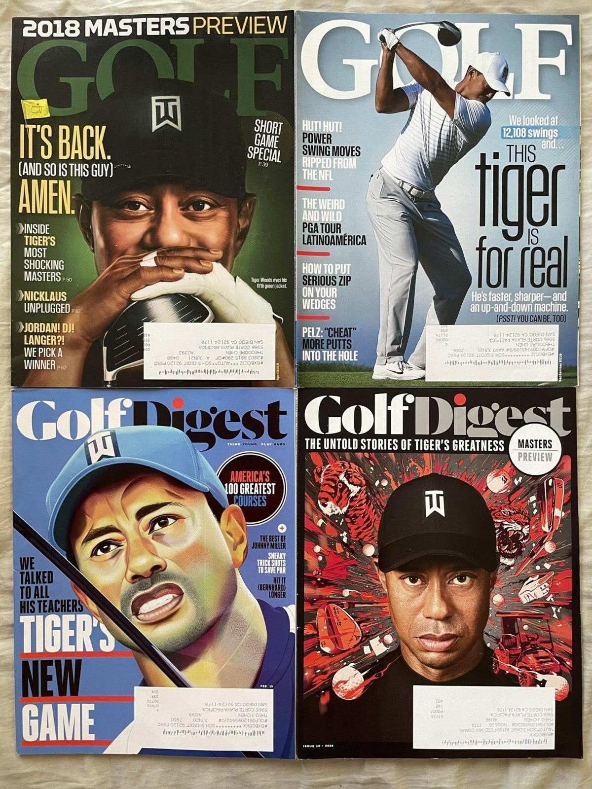 Tiger Woods 4 Different 2018 2019 2020 Golf Digest And golf magazine Issues - AutographsForSale.com