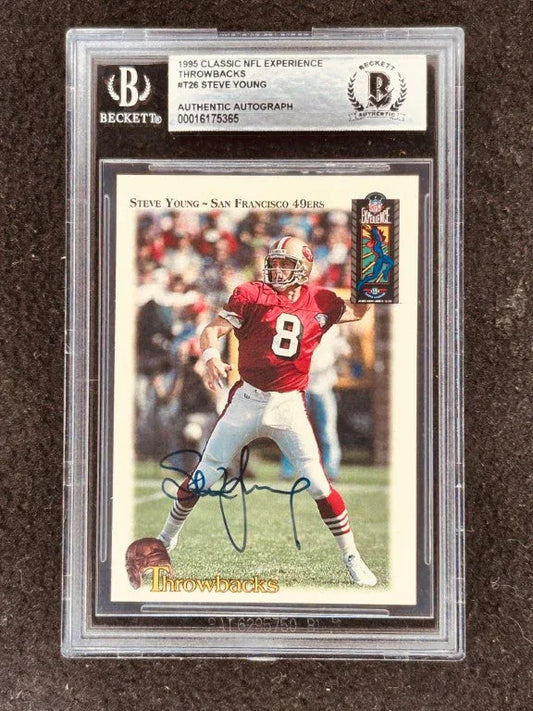 Steve Young autographed San Francisco 49ers 1995 NFL Experience card BAS slabbed - AutographsForSale.com
