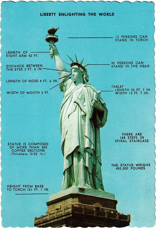 Statue of Liberty 1960s color postcard with scallop edges - AutographsForSale.com