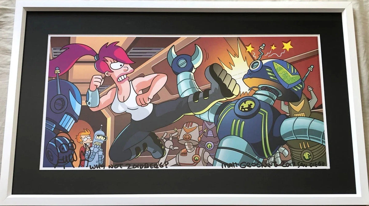Matt Groening signed Futurama 2017 SDCC 12x24 poster Zoidberg doodled framed JSA - AutographsForSale.com