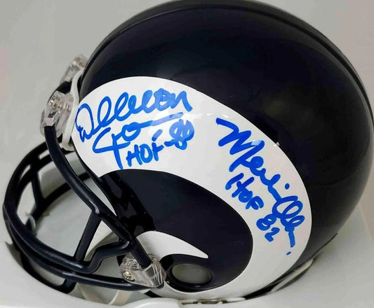 Fearsome Foursome Deacon Jones Lamar Lundy Merlin Olsen Rosey Grier autographed Rams mini helmet BAS - AutographsForSale.com