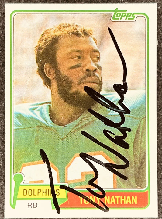 Tony Nathan autographed Miami Dolphins 1981 Topps card - AutographsForSale.com