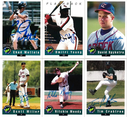 6 1992 Classic baseball signed cards Dmitri Young Tim Crabtree Chad Mottola - AutographsForSale.com