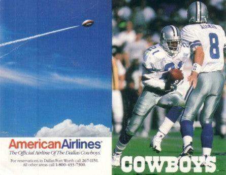 Troy Aikman & Deion Sanders 1996 Dallas Cowboys pocket schedule - AutographsForSale.com