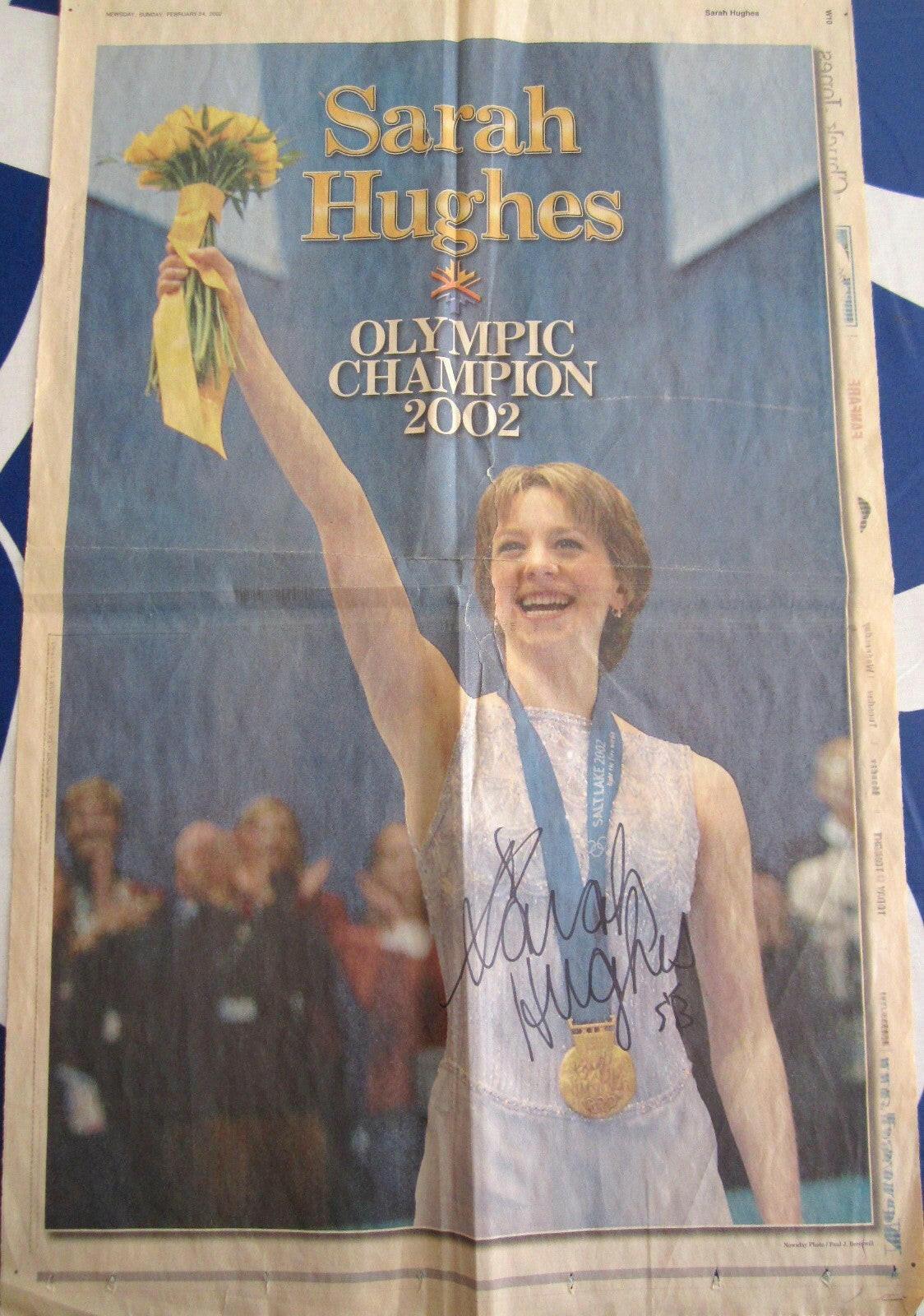 Sarah Hughes signed 2002 Olympic ice skating Gold Medal celebration newspaper - AutographsForSale.com