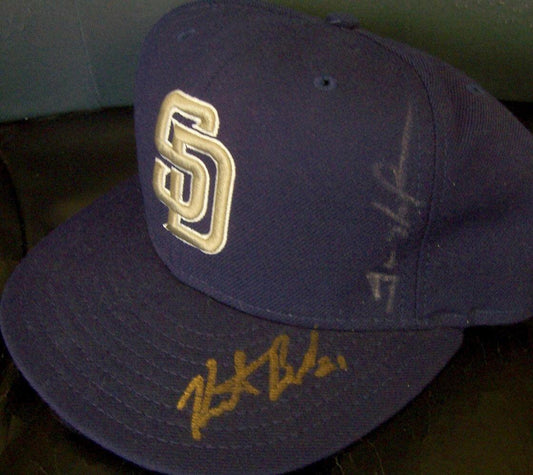 Trevor Hoffman & Heath Bell signed SD Padres game model Cap - AutographsForSale.com
