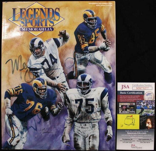 Deacon Jones Merlin Olsen Lamar Lundy Rosey Grier signed Rams Fearsome Foursome Legends magazine JSA - AutographsForSale.com