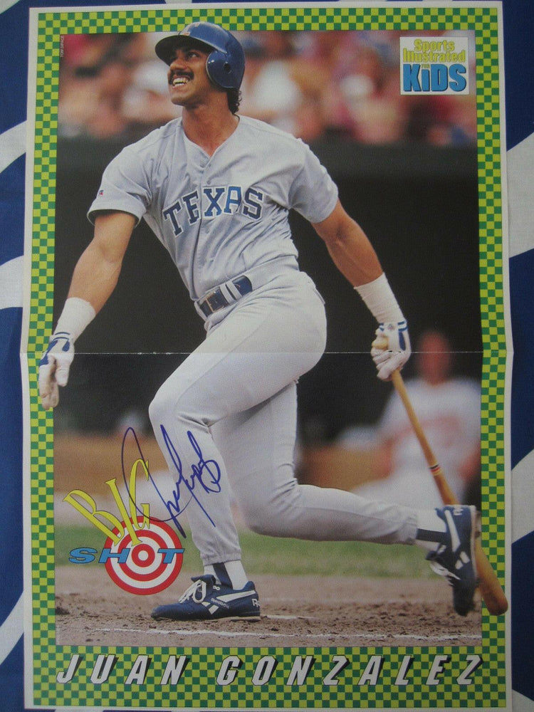 Juan Gonzalez signed Texas Rangers SI for Kids mini poster - AutographsForSale.com