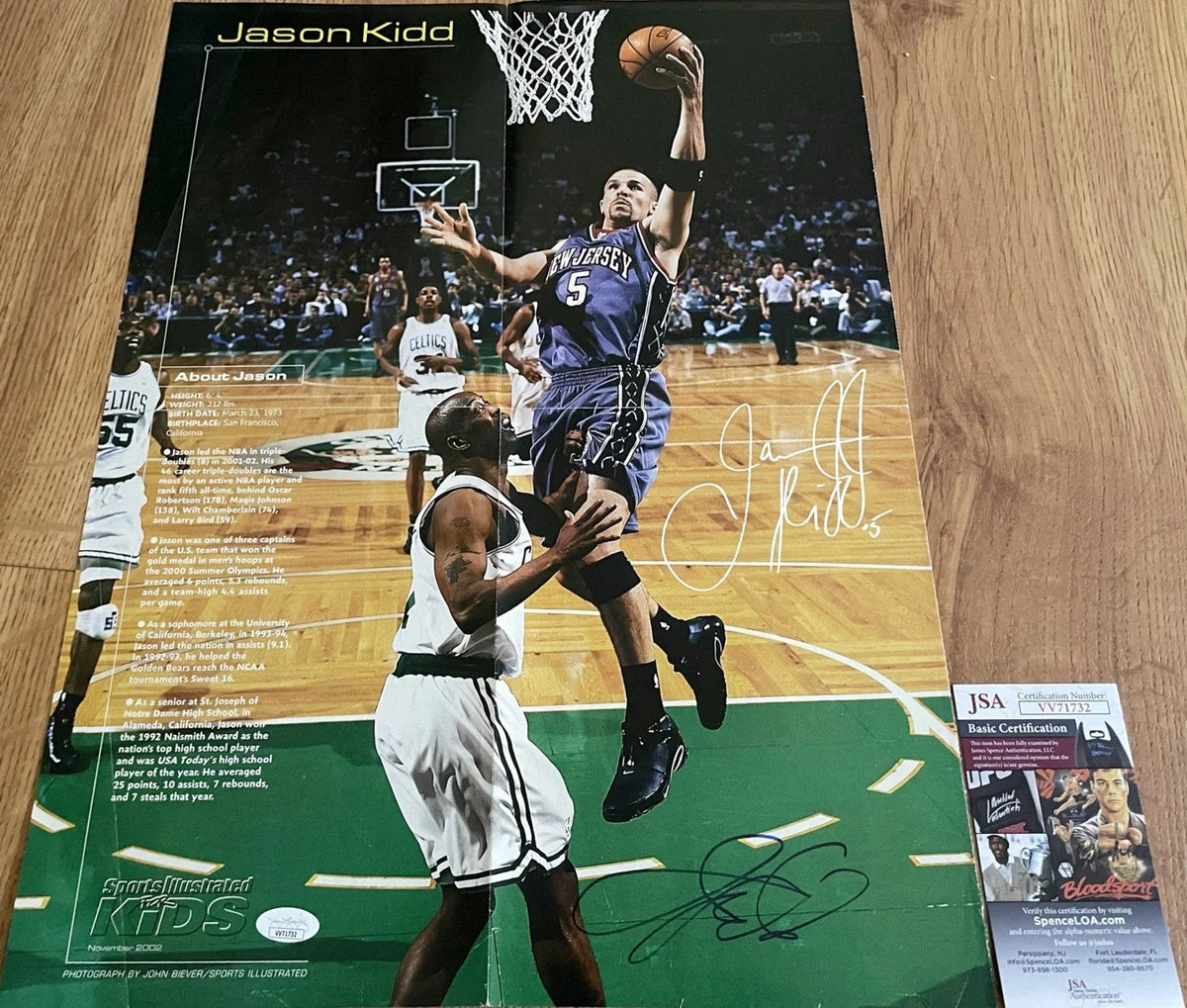 Jason Kidd signed Nets SI for Kids 16x20 poster JSA - AutographsForSale.com