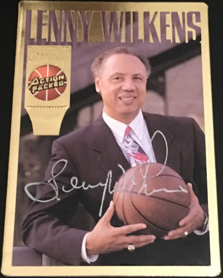 Lenny Wilkens certified signed 1994 Action Packed Hall of Fame card Hawks - AutographsForSale.com