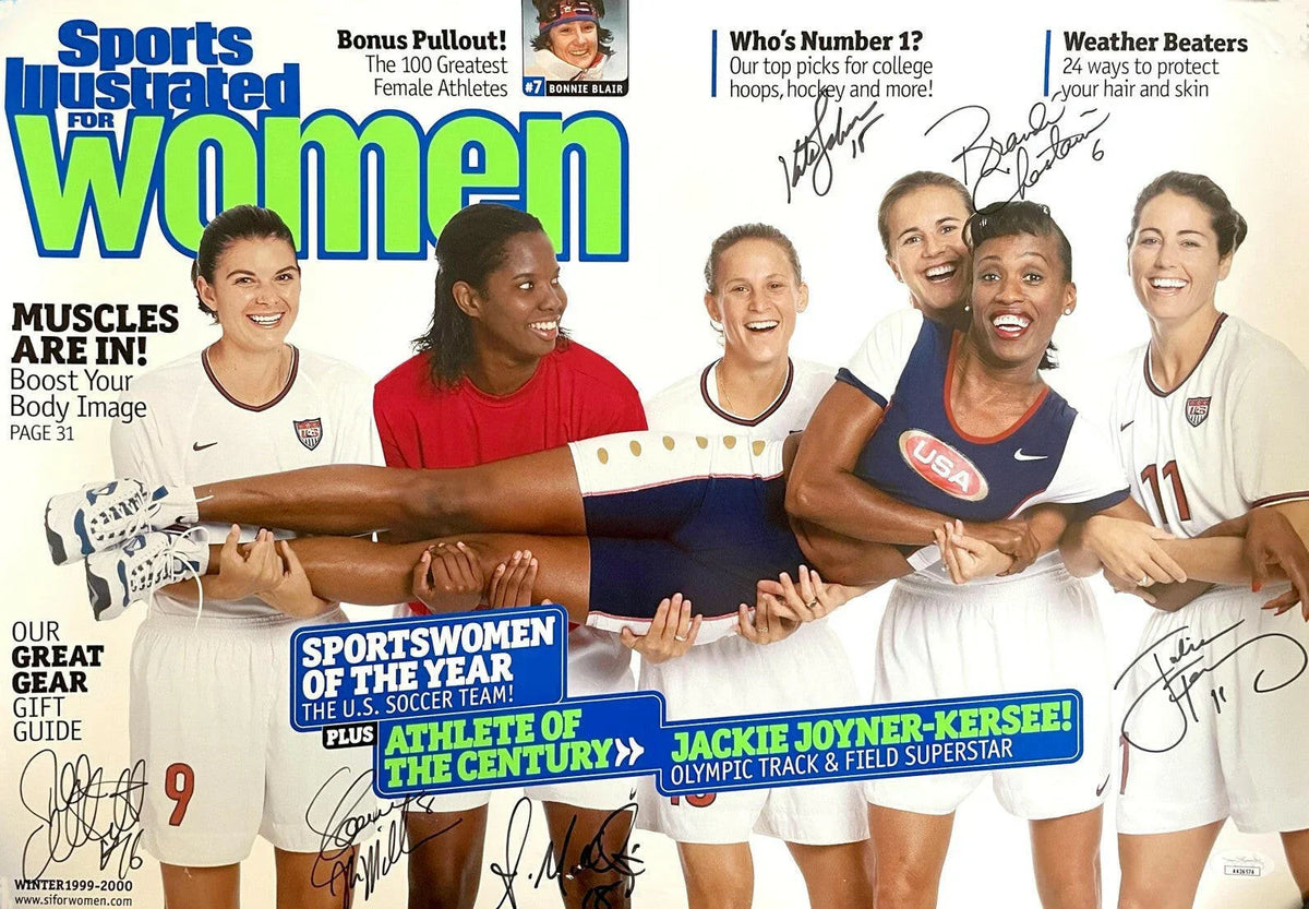 Brandi Chastain Julie Foudy Shannon MacMillan Tiffeny Milbrett Kate Sobrero signed 1999 SI for Women poster JSA USWNT - AutographsForSale.com