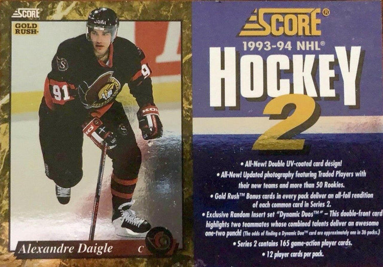 Alexandre Daigle Ottawa Senators 1993-94 Score NHL hockey promo card Panel - AutographsForSale.com