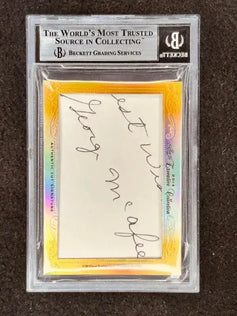 Red Grange & George McAfee 2014 Leaf Masterpiece Cut Signature card 1/1 JSA Chicago Bears - AutographsForSale.com