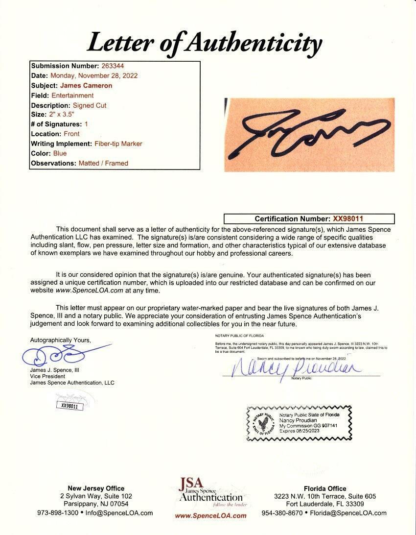 James Cameron autograph framed Avatar Movie cover & 5x7 photo JSA - AutographsForSale.com