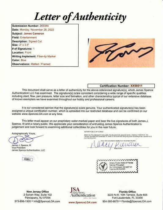 James Cameron autograph framed Avatar Movie cover & 5x7 photo JSA - AutographsForSale.com