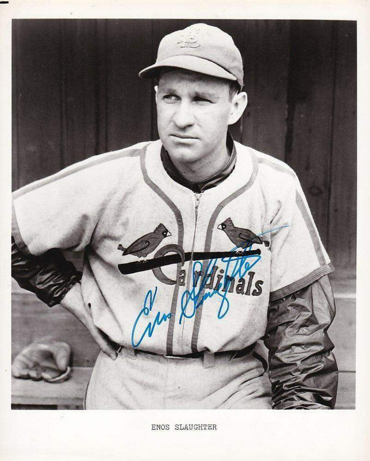 Enos Slaughter signed St Louis Cardinals 8x10 B&W photo - AutographsForSale.com