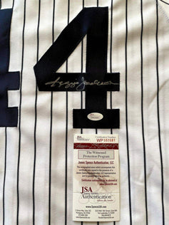Reggie Jackson signed NY Yankees Russell Athletic white jersey JSA - AutographsForSale.com