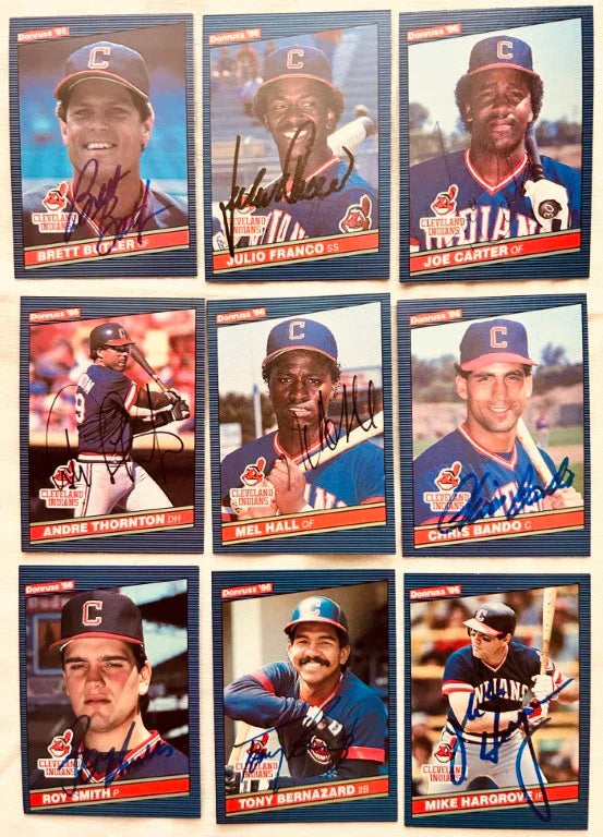 9 signed 1986 Donruss Indians cards Joe Carter Julio Franco Brett Butler Mel Hall - AutographsForSale.com