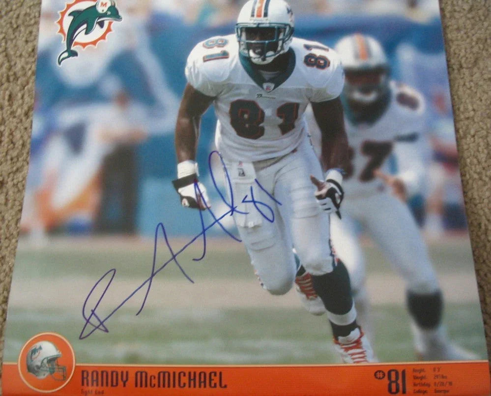 Randy McMichael signed 2004 Miami Dolphins calendar photo - AutographsForSale.com