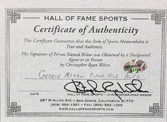 George Mikan autographed basketball floor inscribed Mr. Basketball HOF 59 - AutographsForSale.com