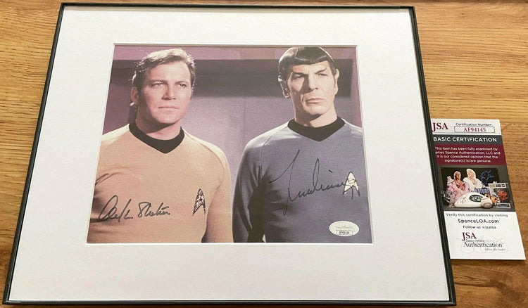 Leonard Nimoy & William Shatner signed Star Trek original Series 8x10 photo framed JSA - AutographsForSale.com