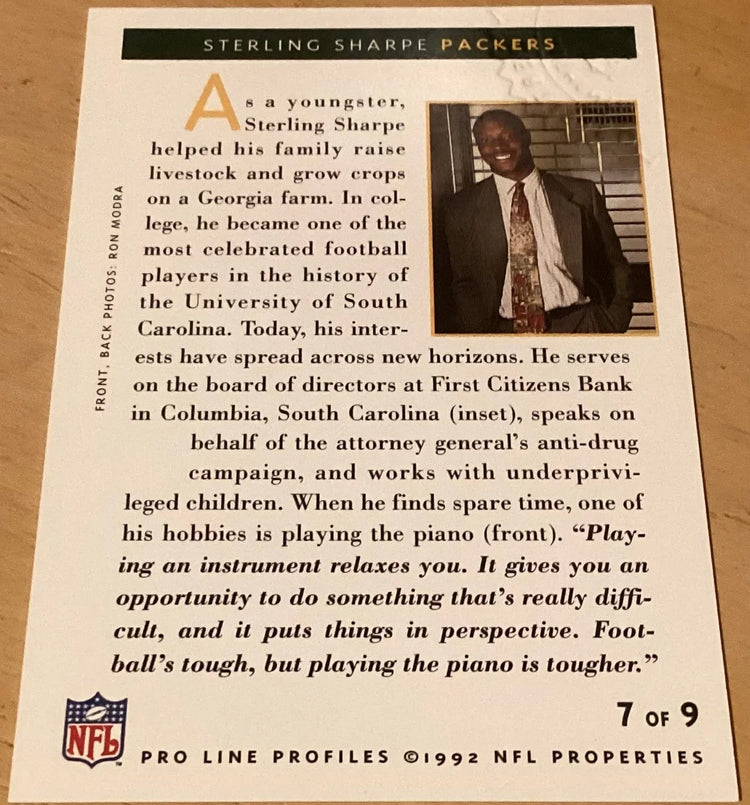 Sterling Sharpe certified signed Packers 1992 Pro Line Profiles card - AutographsForSale.com