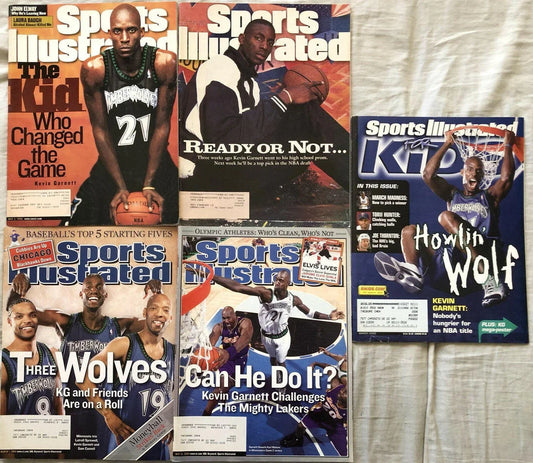Kevin Garnett Minnesota Timberwolves lot of 5 Sports Illustrated or SI for Kids magazines 1999 2003 2004 - AutographsForSale.com