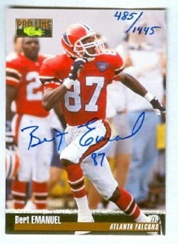 Bert Emanuel certified signed Atlanta Falcons 1995 Pro Line card - AutographsForSale.com