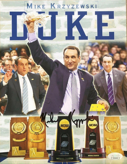 Mike Coach K Krzyzewski signed Duke Blue Devils 5 Titles photo JSA - AutographsForSale.com