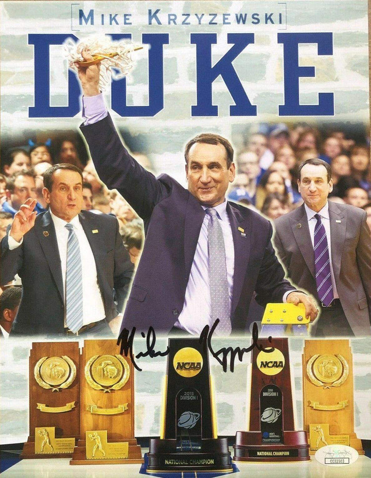 Mike Coach K Krzyzewski signed Duke Blue Devils 5 Titles photo JSA - AutographsForSale.com