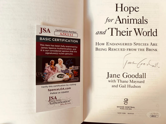 Jane Goodall autographed Hope for Animals paperback book JSA - AutographsForSale.com