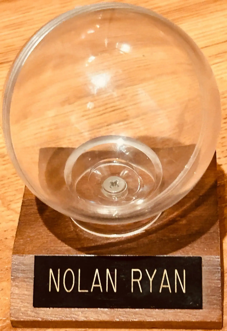 Nolan Ryan baseball display case with wood base - AutographsForSale.com