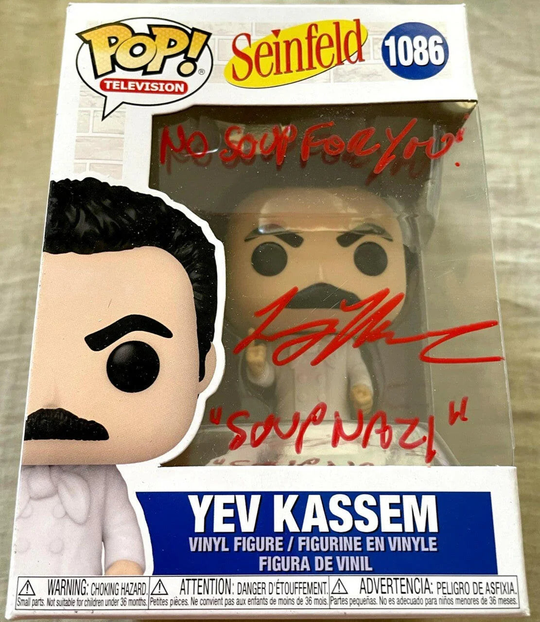 Larry Thomas signed Seinfeld Soup Nazi Funko Pop w/ NO SOUP FOR YOU! JSA - AutographsForSale.com