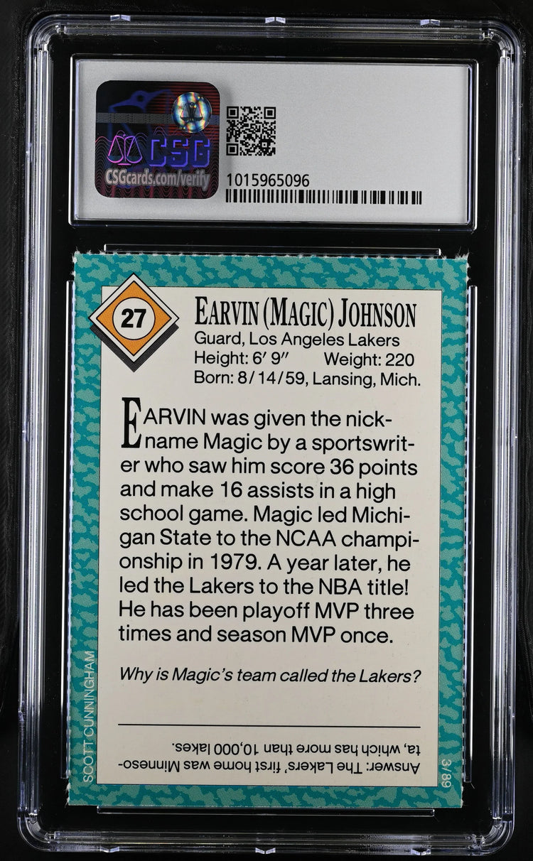 Magic Johnson LA Lakers 1989 SI for Kids card CSG grade 8.5 - AutographsForSale.com