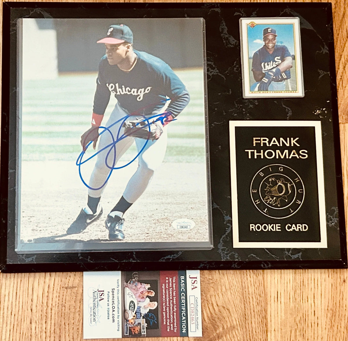 Frank Thomas signed 1990 White Sox 8x10 photo Bowman RC in plaque JSA - AutographsForSale.com