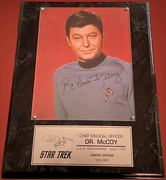 DeForest Kelley autographed Star Trek original Series Dr. McCoy 8x10 photo plaque - AutographsForSale.com
