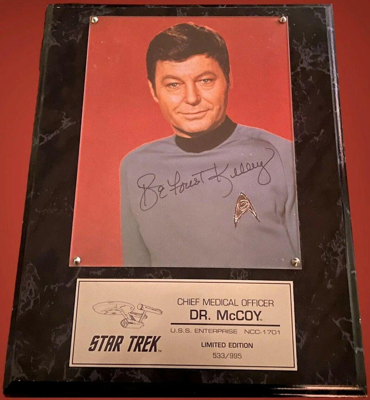 DeForest Kelley autographed Star Trek original Series Dr. McCoy 8x10 photo plaque - AutographsForSale.com