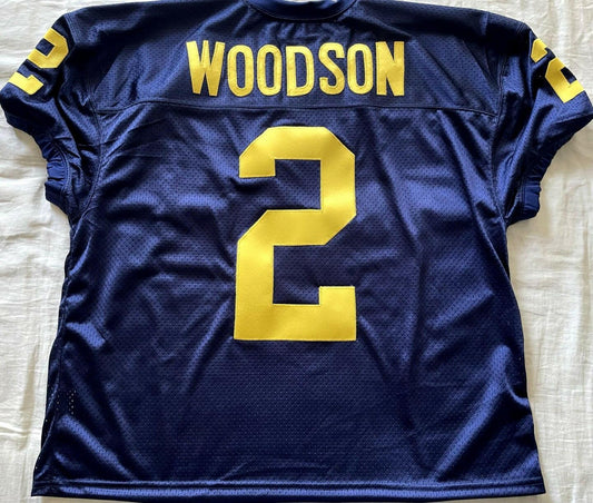 Charles Woodson Michigan Wolverines blue wide cut jersey - AutographsForSale.com