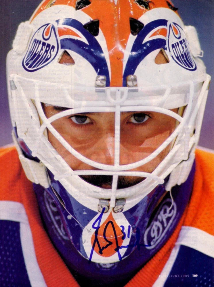Grant Fuhr signed Edmonton Oilers full page magazine photo - AutographsForSale.com