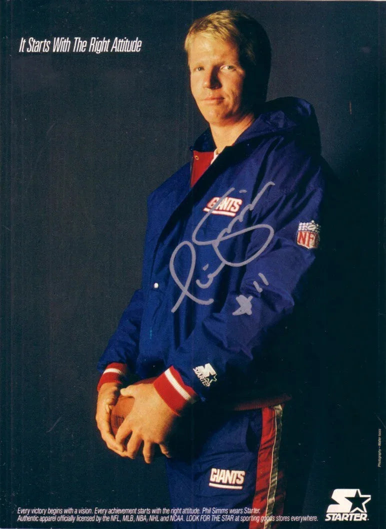 Phil Simms signed NY Giants Starter full page magazine ad - AutographsForSale.com
