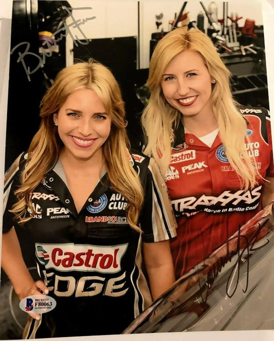 Brittany Force And Courtney Force autographed NHRA 8x10 photo BAS - AutographsForSale.com