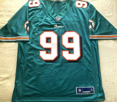 Jason Taylor Dolphins 1997 to 2001 style NFL Pro Line aqua jersey NEW - AutographsForSale.com